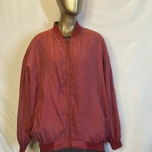 Robert stock silk  Red Bomber Jacket Lightweight Zip-Front